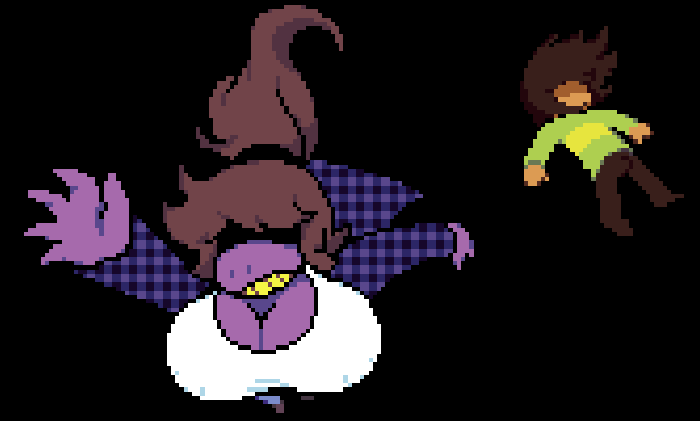 1female, 1other, 2d, 2d (artwork), accurate art style, ambiguous gender, anthro, artist request, boobs bigger than head, breasts, clothed, cutscene, deltagoon, deltagoonermod, deltarune, deltarune chapter 1, falling, female, furry, girl, hair between eyes, kris (deltarune), long hair, monster, monster girl, pixel art, pixelated, reptile, sprite, susie (deltarune), twitter link, undertale (series), undertale au, visible boobs, visible penis