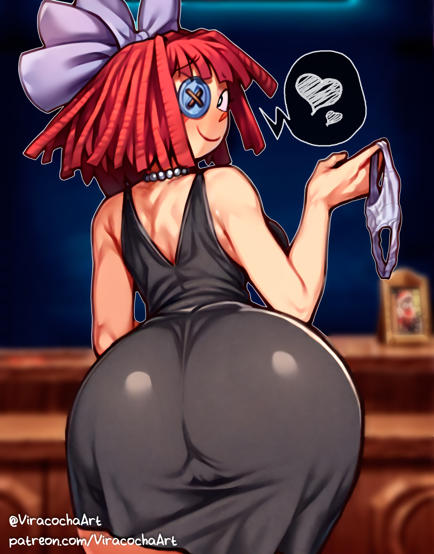 ai assisted, ai generated, ass, big ass, digital media (artwork), doll, female, focus on ass, panties, ragatha, ragatha (pub outfit), ragatha (the amazing digital circus), red hair, the amazing digital circus, underwear, viracochaart