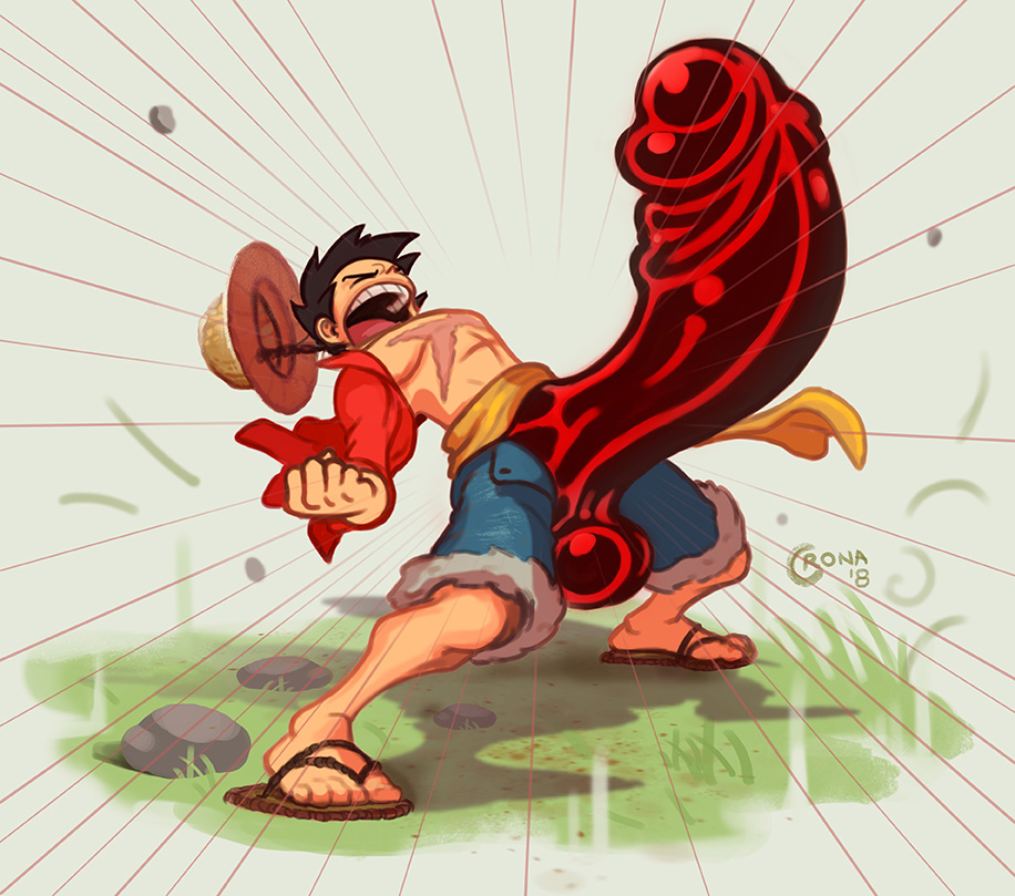 1boy 5_fingers abs bare_chest black_hair burn_scar chest_scar closed_eyes crona grass haki_(one_piece) haki_cock human hyper_penis light_skin long_penis male male_only monkey_d_luffy one_piece open_fly open_shirt pecs penis_expansion penis_out red_penis red_shirt rock sandles scar shiny_penis shirt short_hair shorts simple_background solo_male speed_lines straw_hat thick_penis yelling
