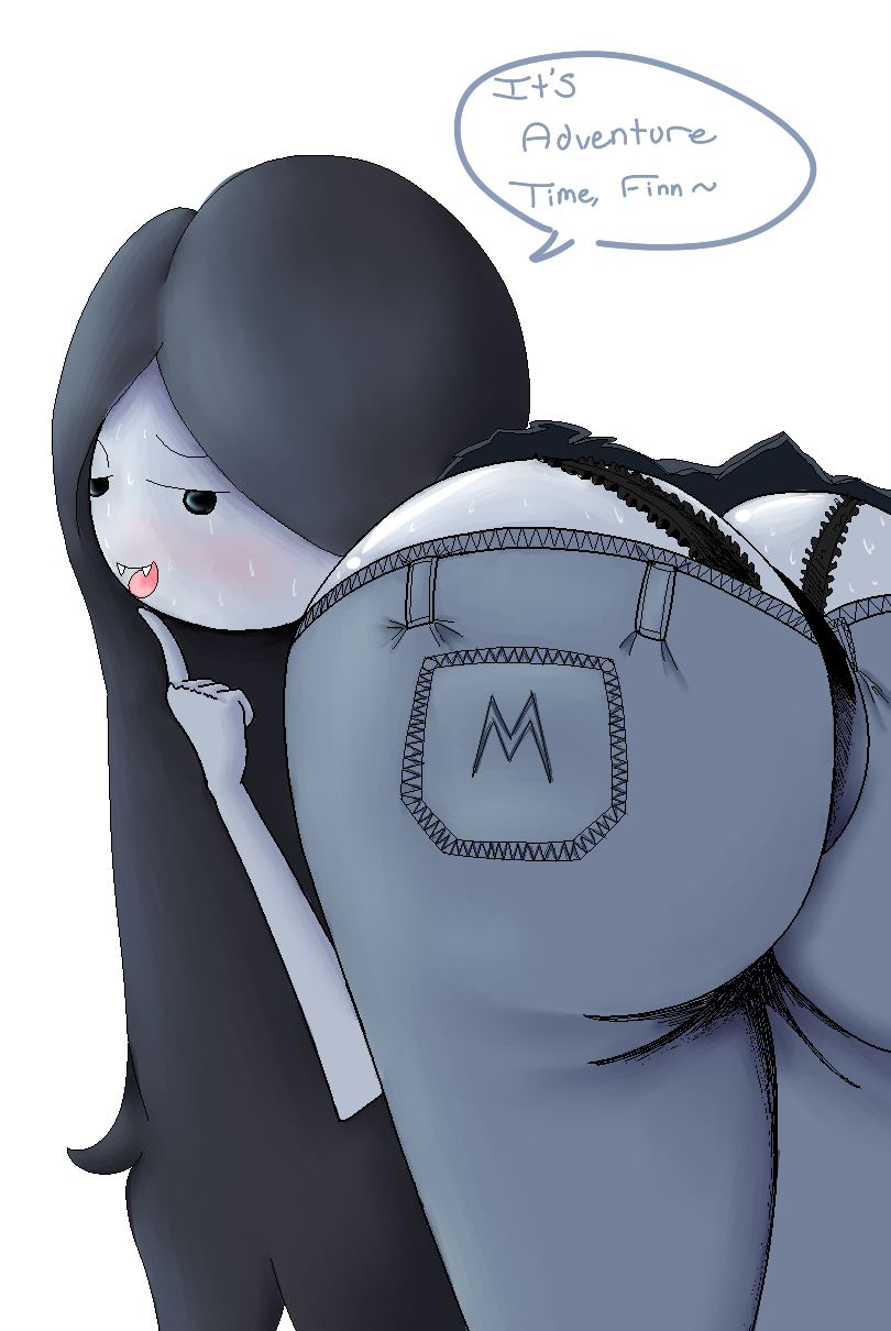 1girls, adventure time, ahe gao, ass, bent over, blush, fangs, female, finn the human, grey skin, looking back, marceline, possible duplicate, solo, thong, tight clothes, tight pants, vampire, whale tail