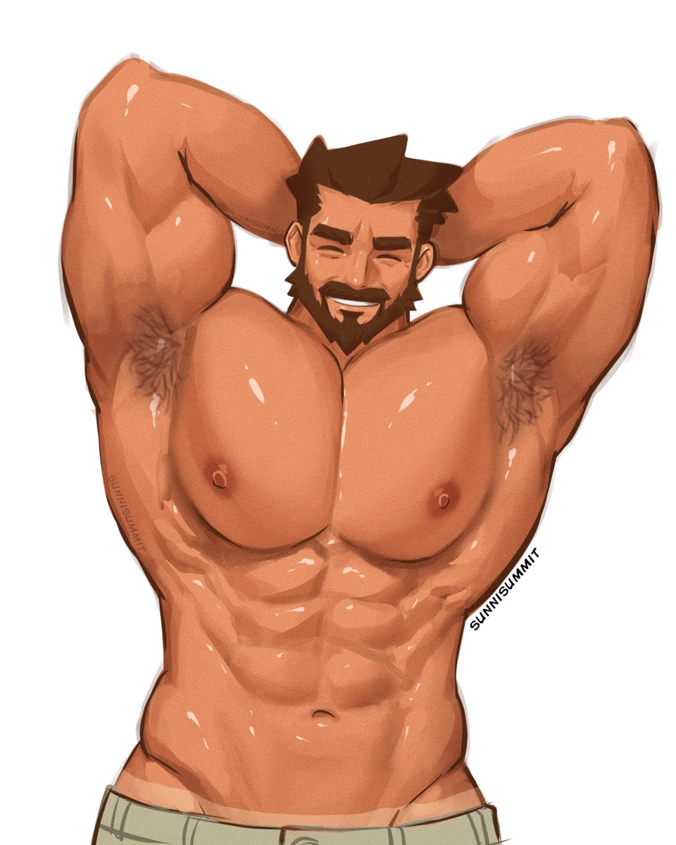 armpits, bara, beard, big pecs, daddy, dilf, father, gay, hairy, hairy armpits, kinktober, kinktober 2025, male, male only, muscular, muscular male, solo, solo focus, solo male, sunnisummit, yaoi