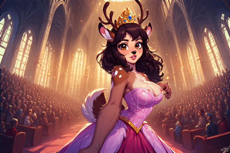castle deer deer_girl furry princess sexy_pose