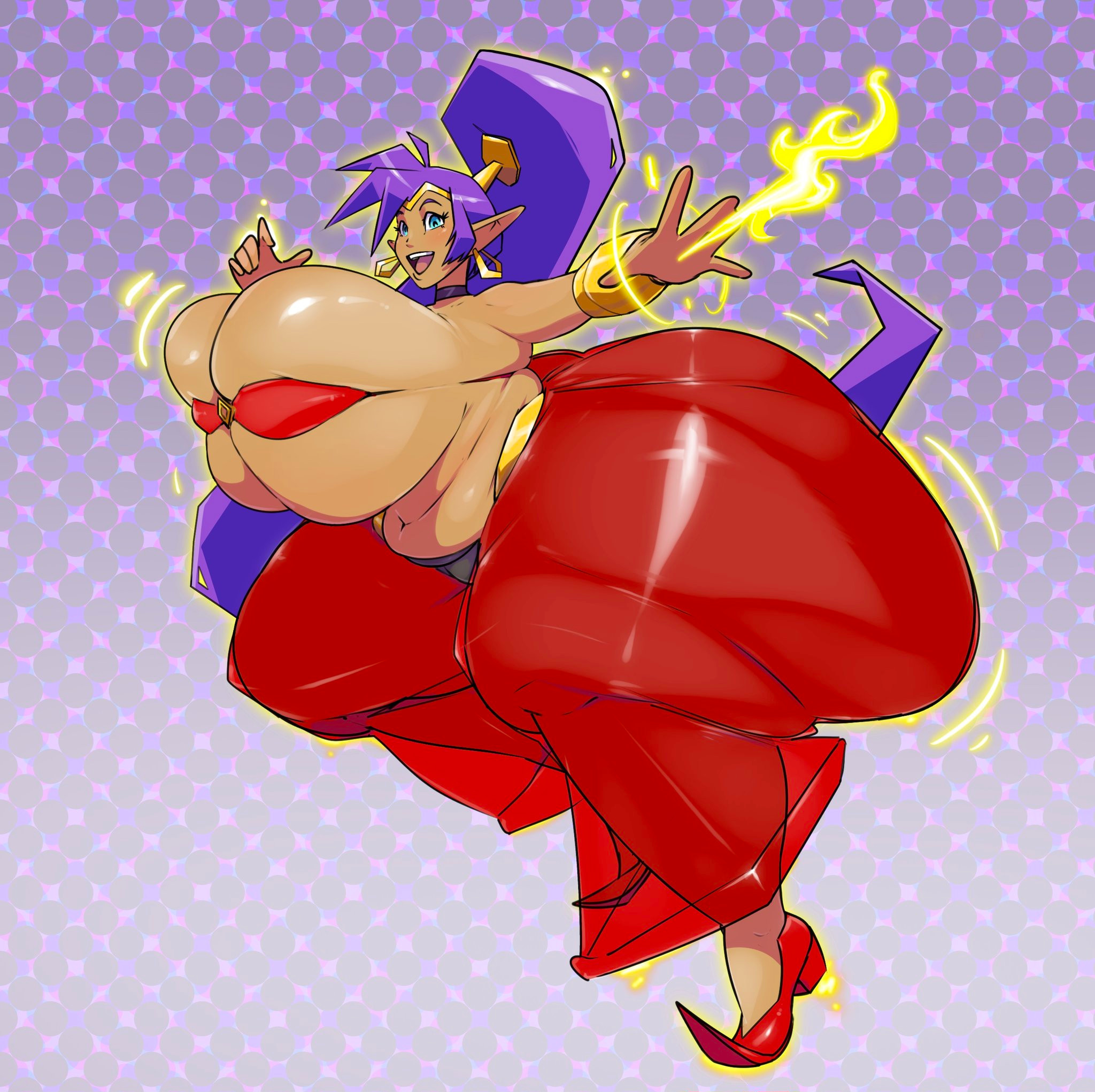1girls, ass, ass bigger than head, ass bigger than torso, ass expansion, breast expansion, breast growth, breast growth (enlargement), breasts, breasts bigger than head, bursting breasts, female, hyper, hyper ass, hyper breasts, long hair, massive ass, shantae, shantae (character), softest core, solo female, tagme