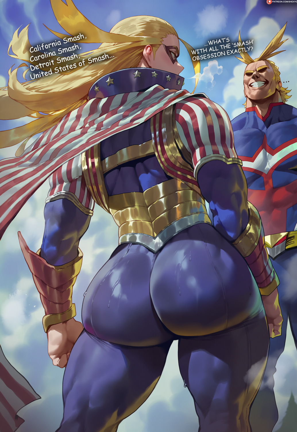 ai assisted, ai generated, all might, ass, ass focus, blonde hair, boku no hero academia, cathleen bate, fat ass, female, huge ass, male, muscle mommy, muscles, muscular, muscular arms, muscular ass, muscular back, muscular female, muscular male, muscular thighs, my hero academia, shexyo, star and stripe (my hero academia), thick ass, thick thighs, thighs, toshinori yagi