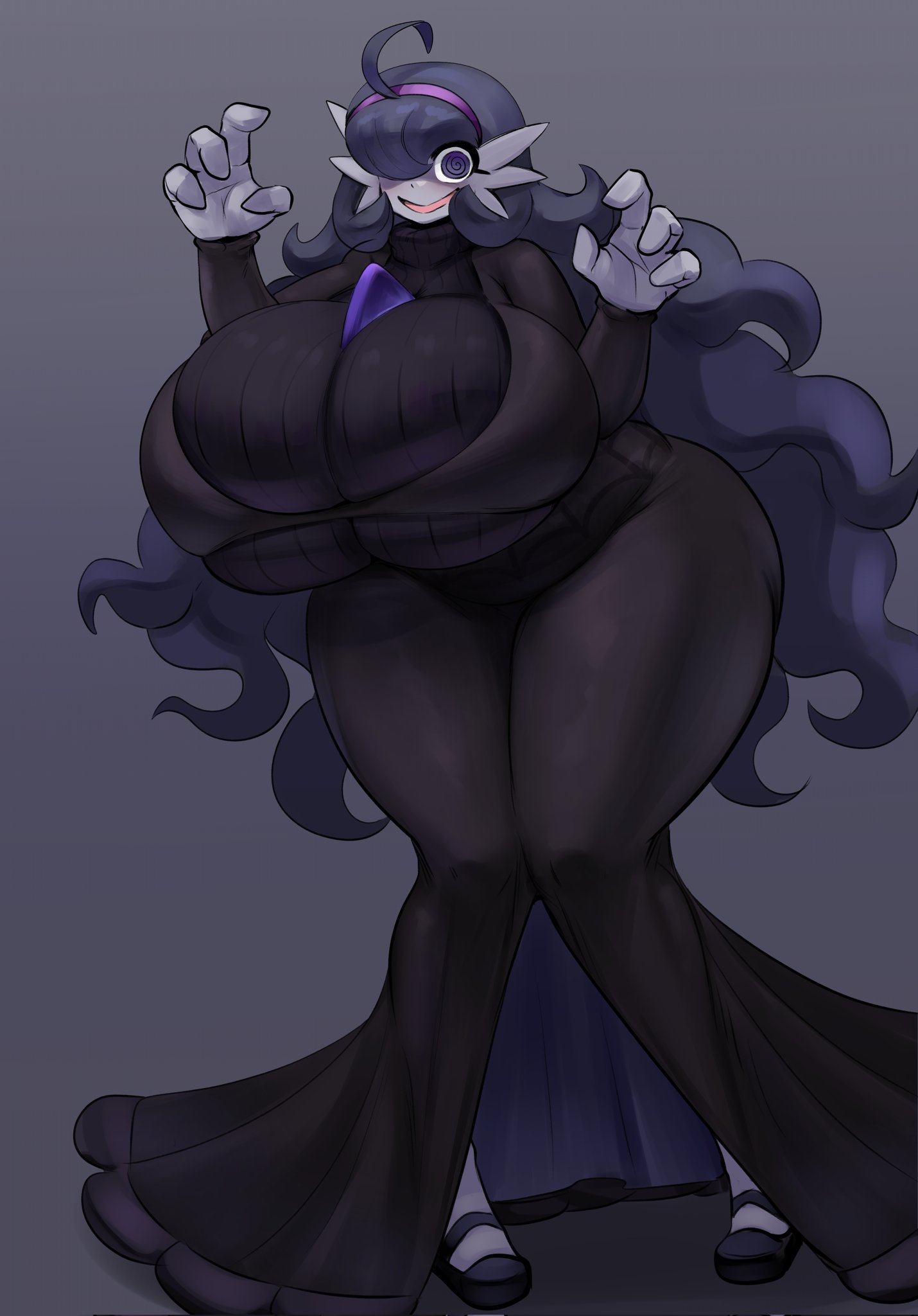 1girls, alternate body type, big breasts, breasts, breasts bigger than head, female, female focus, female only, fusion, gardevoir, generation 3 pokemon, gipehtyboon, hex maniac, hexevoir, huge breasts, humanoid, hyper, hyper breasts, not furry, pokemon, pokemon (species), solo, solo female, tagme, twitter link, yboon