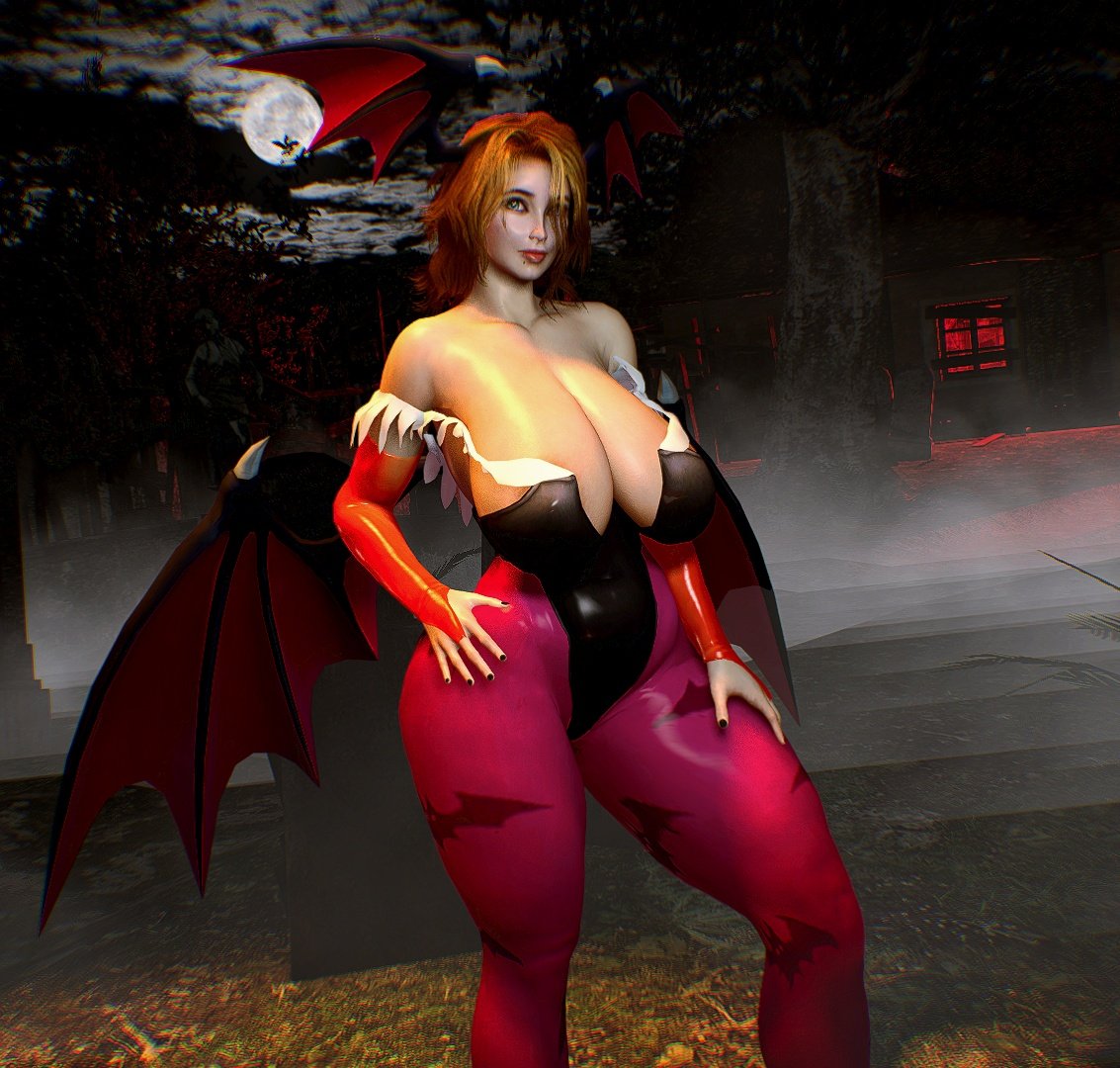 1girls 3d big_breasts bleach blonde_hair breasts cosplay darkstalkers female female_only head_wings huge_breasts large_breasts matsumoto_rangiku morrigan_aensland_(cosplay) thenamelessone wings wunderwise