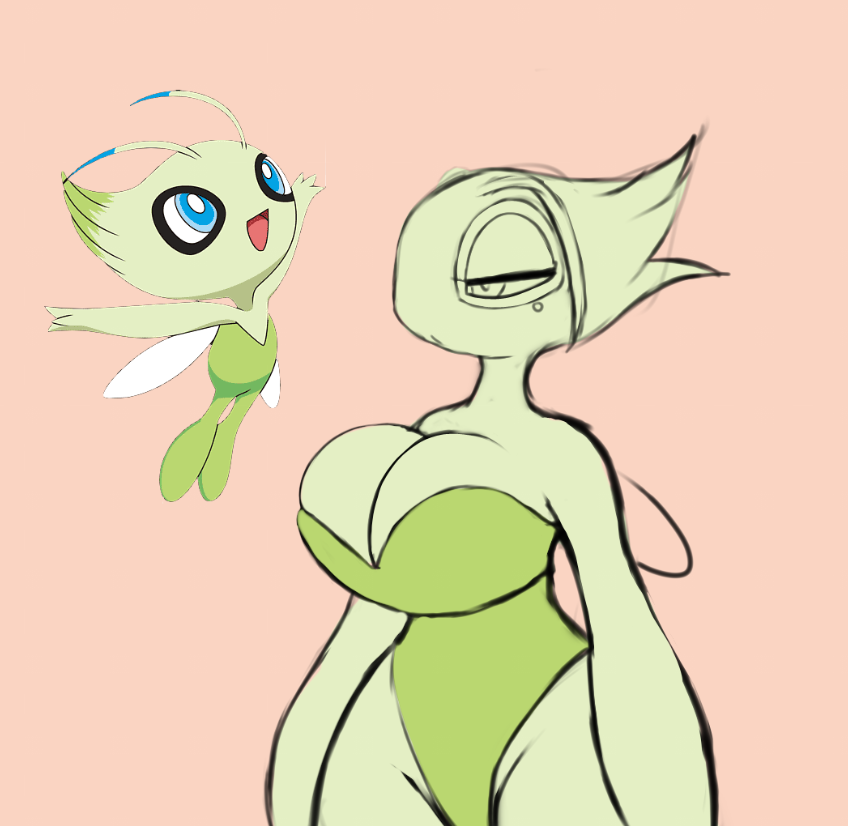 artesjsc big_breasts breasts celebi cleavage female huge_breasts pokemon_(species) tagme thick_thighs wide_hips