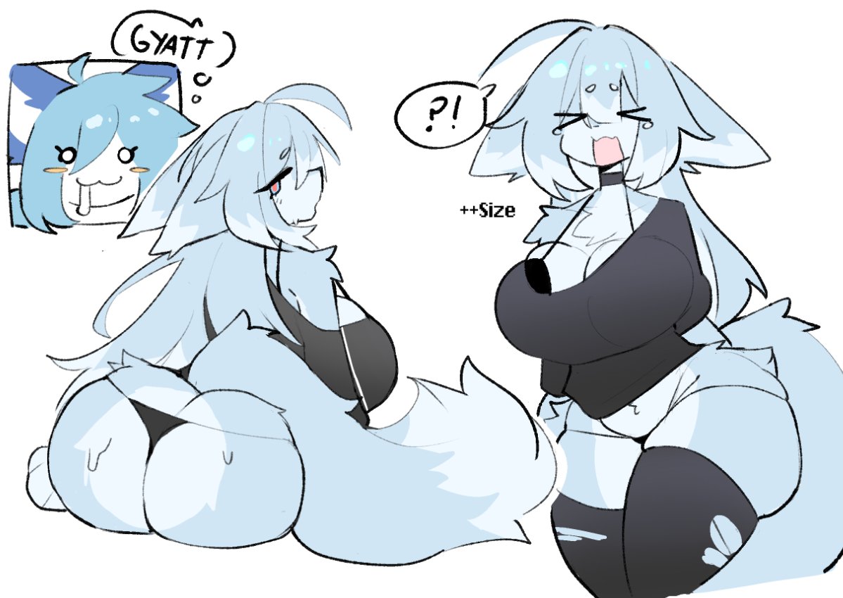 big_ass big_breasts bottomless breast_expansion furry looking_at_viewer looking_back ripped_stockings shiyaa_stuff solo sweaty_butt tagme thong