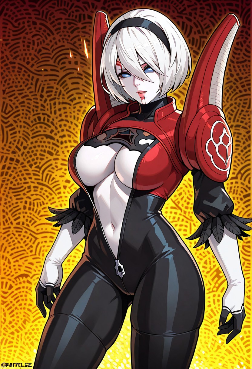 1girls ai_generated alien armor belly_button big_breasts black_bodysuit black_gloves blue_eyes bodysuit breasts civitai civitai_lora colored_skin crossover dragon_ball dragon_ball_heroes female female_focus female_only kamin lipstick nier nier:_automata nier_(series) no_irises no_pupils pale_skin possessed red_armor robot robot_girl robot_humanoid short_hair short_hair_female solo solo_female solo_focus strongest_form_1 tagme thick_thighs toei_animation tuffle tuffleization unzipped unzipped_bodysuit white_hair white_hair_female white_skin white_sleeves yorha_2b