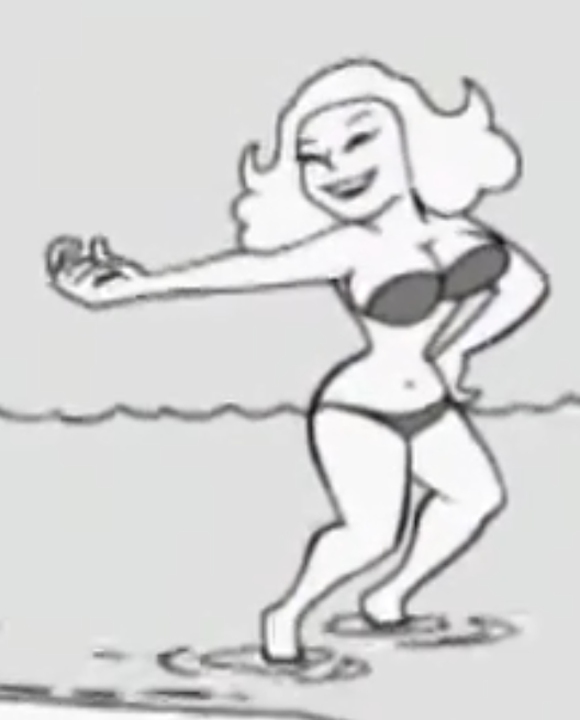 1girls ass beach big_ass big_breasts bikini blurry breasts female female_focus female_only gesture gesturing_at_viewer light-skinned_female light_hair light_skin monochrome official_art screencap screenshot solo solo_female spy_vs_spy wagging_finger