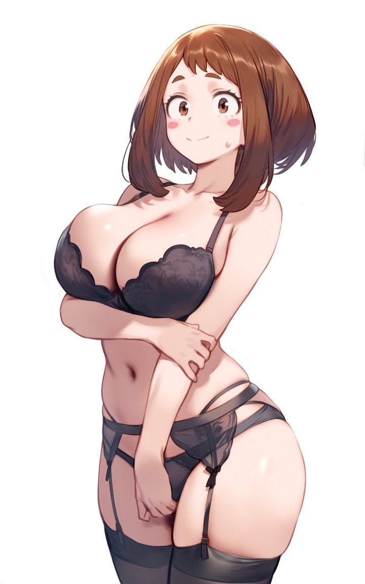 ai generated, big breasts, breasts, female, my hero academia, ochako uraraka, small waist