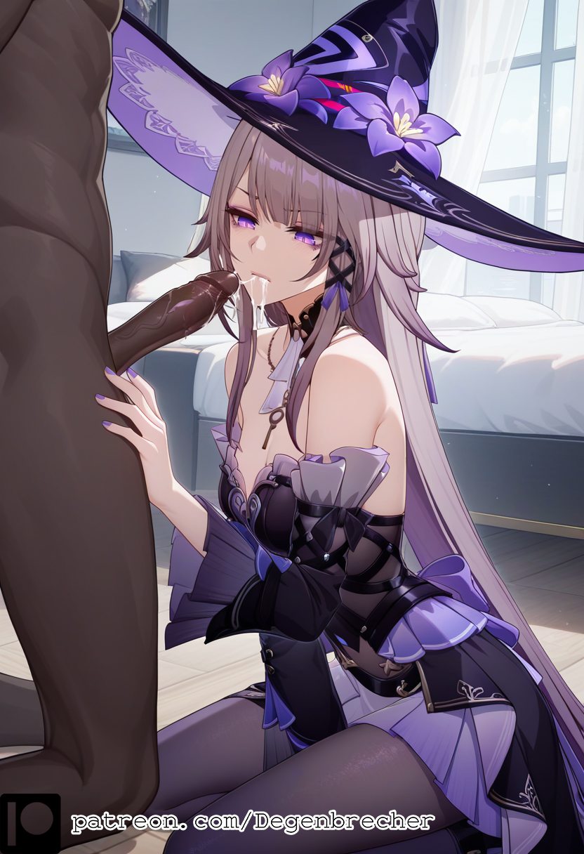 1girls after_fellatio ai_generated closed_mouth cum_in_mouth dark-skinned_male degenbrecher herta_(honkai:_star_rail) honkai:_star_rail honkai_(series) large_penis pantyhose patreon patreon_username purple_eyes subscribestar subscribestar_username the_herta_(honkai:_star_rail) uncensored