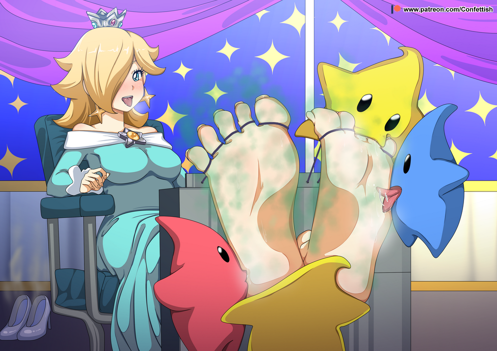 1girls barefoot blonde_female confettish feet female foot_fetish foot_focus foot_lick licking luma mario_(series) princess_rosalina smelly smelly_feet soles sucking_toes super_mario_galaxy the_dark_mangaka tickling tickling_feet toes