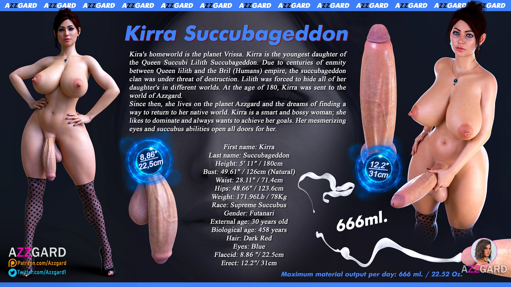 1futa, 3d, ass, azzgard, big ass, big breasts, big thighs, breasts, curvaceous, curvy, curvy figure, dickgirl, futanari, hips, hourglass figure, huge ass, huge breasts, huge thighs, intersex, kirra succubageddon, large ass, large breasts, large thighs, light skin, light-skinned futa, original, original character, slim waist, thick, thick hips, thick legs, thick thighs, thighs, voluptuous futa, waist, wide hips, wide thighs