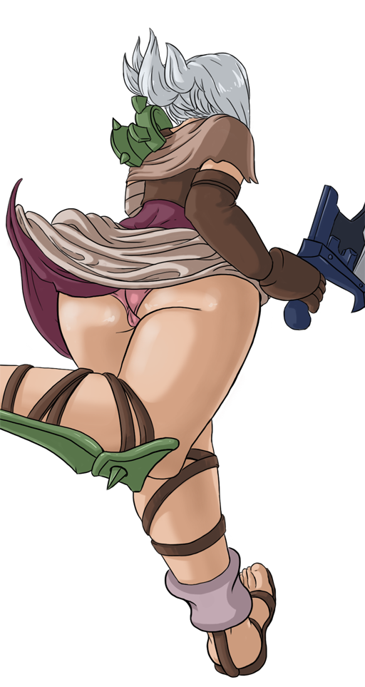 ass league_of_legends panties riven sandals scarmiglione white_hair