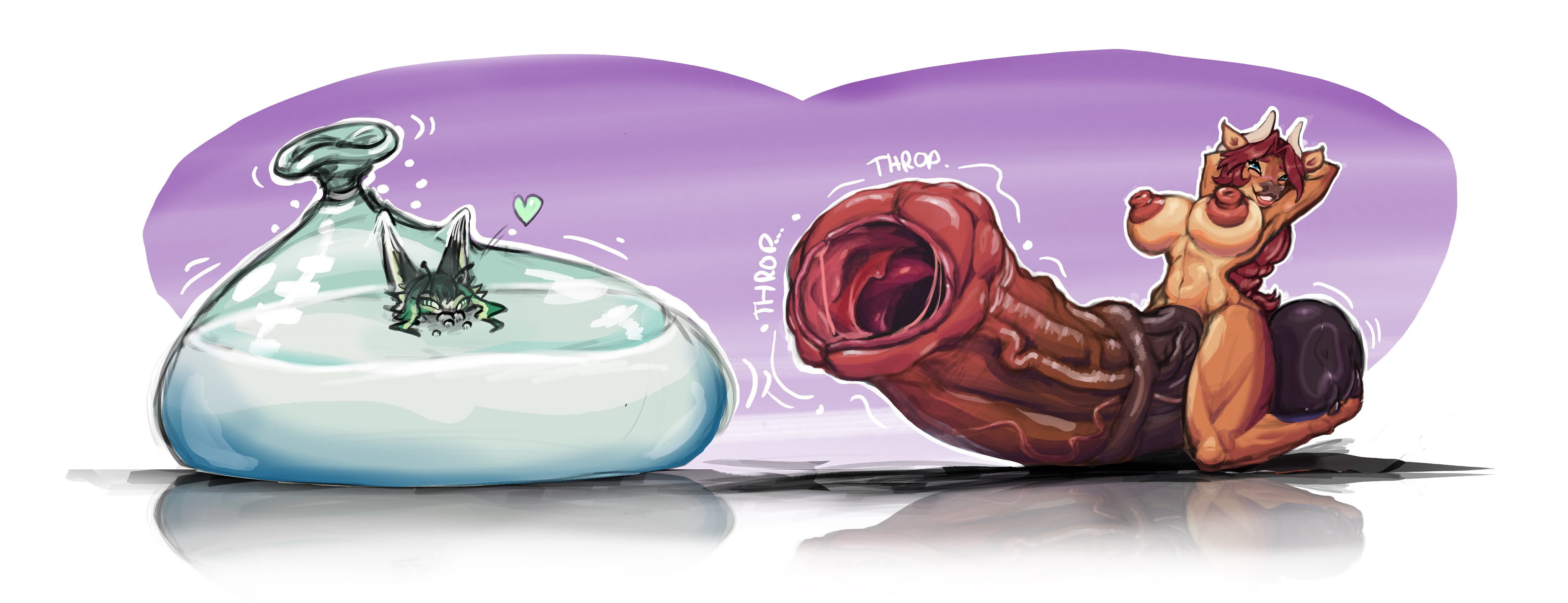 1futa, anthro, bonnie bovine (character), bovine, churning, cock vore, condom, cum, endosoma, female, futa on female, futanari, gaping urethra, horsecock, horsecock futa, horselegkovach, intersex, penis, vore