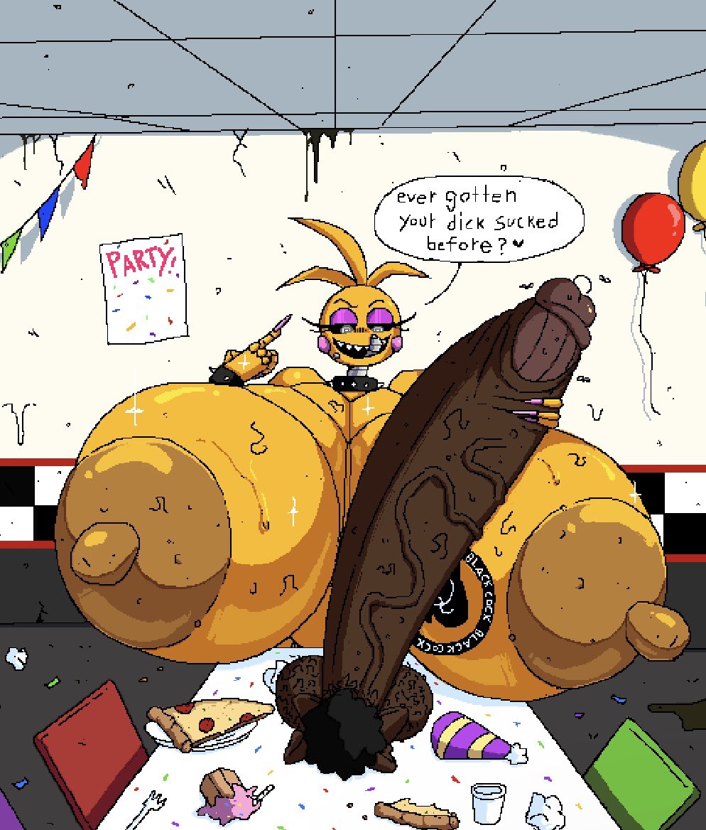 1boy 1boy1girl 1girls 2025 age_difference animatronic animatronic_female background big_nipples big_penis birthday birthday_hat blacked breasts dialogue english_text explicit five_nights_at_freddy's five_nights_at_freddy's_2 flies_for_smell fnaf handjob huge_balls huge_breasts huge_cock licking_lips nails nipples party pizza pubic_hair pubic_hair_on_breasts scottgames sharp_teeth size_difference small_but_hung smaller_male suggestive tagme text toy toy_chica_(fnaf) varix