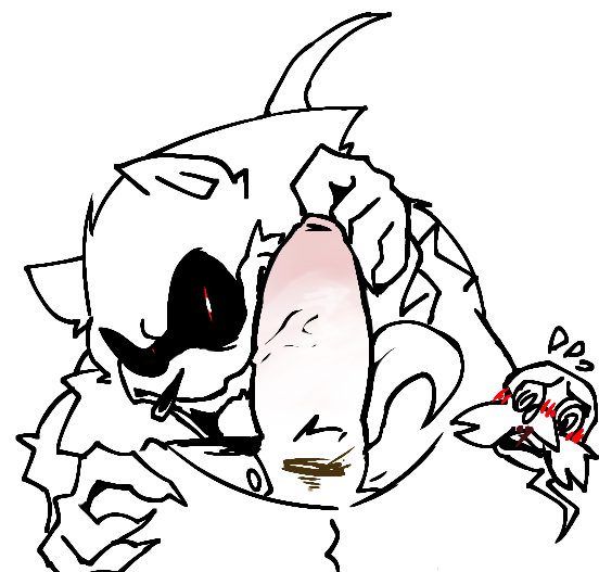 blush eggman licking_penis long_tongue male/male robotnik scared_expression sonic.exe sonic.exe_(character) sr_mercury_w