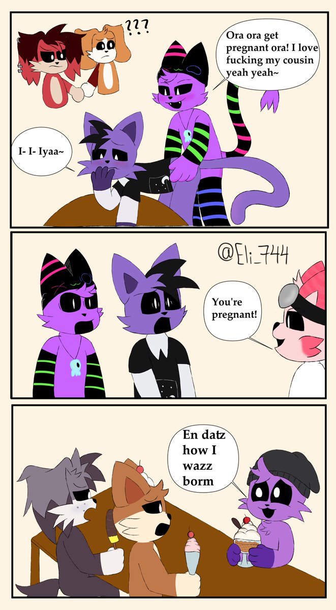 anthro anthro_on_anthro anthro_only cat catnap catnap_(poppy_playtime) comic comic_page comic_panel critters_(poppy_playtime) domestic_cat eli_744_(artists) feline furry_only no_humans oc ocs poppy_playtime poppy_playtime_(chapter_3) purple_fur purple_skin sex skullnap_(pachi_rizuu) smiling_critters tagme