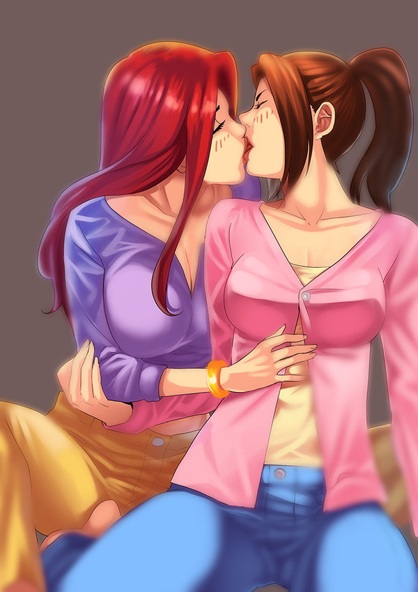 2girls, female, female only, jean grey, kissing, kitty pryde, marvel, marvel comics, shadowcat, suptomat, x-men, x-men evolution, yuri