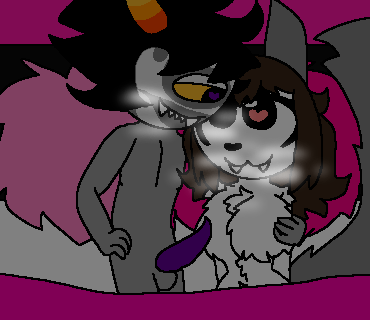 big_breasts breath_cloud gamzee_makara heart_eyes homestuck horns looking_at_partner lya naked nude purple_dick ready_for_sex tentabulge tentacle_dick tentacle_penis thick_thighs