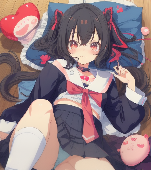 ai_generated black_hair cute panties round_eyes school_uniform short_skirt young