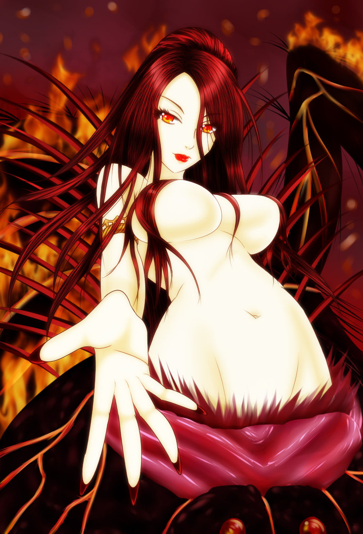 chaos witch quelaag, dark souls, female, long hair, monster girl, queen quelaag, red hair