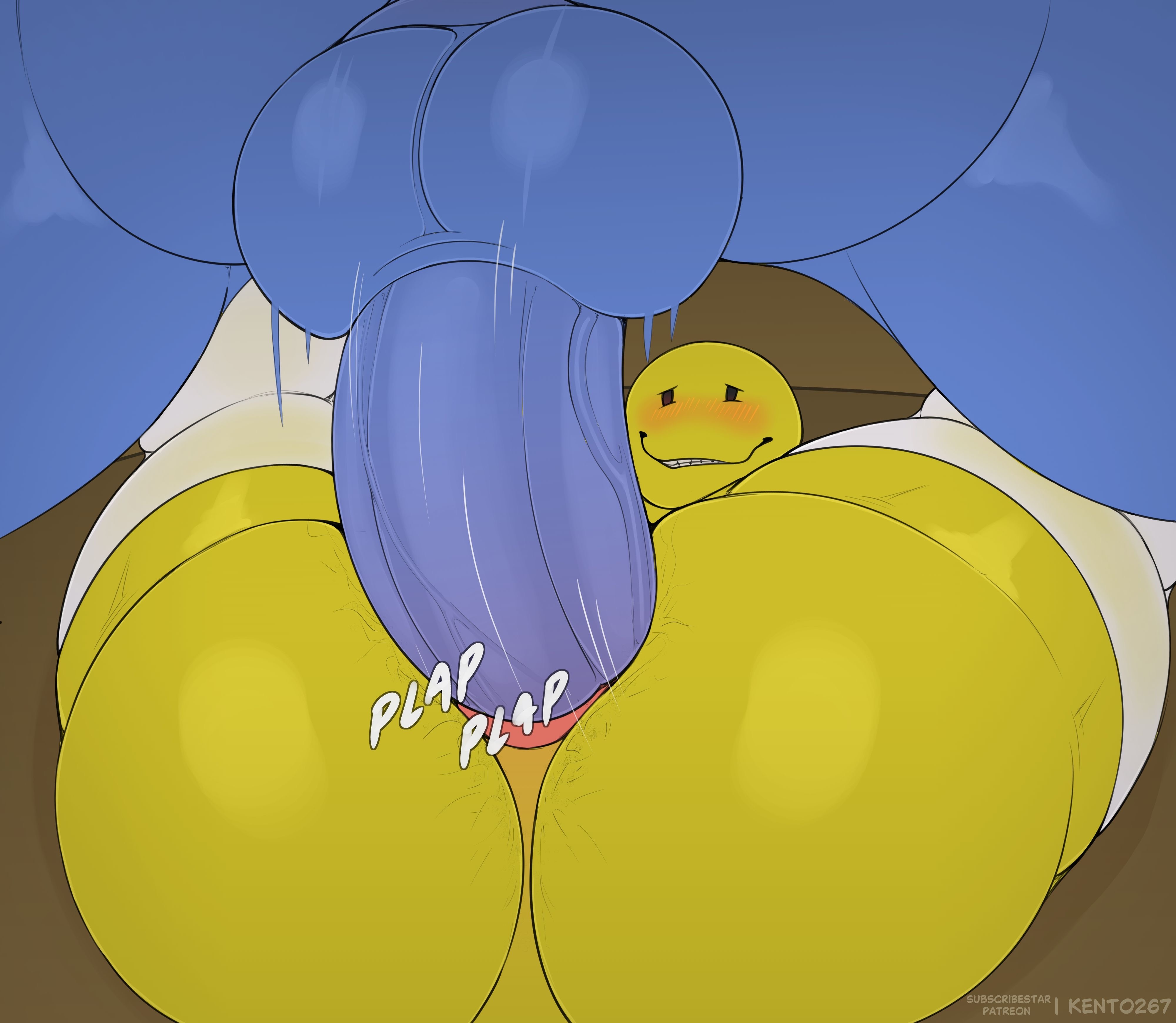 absurd res, anal, anal penetration, anthro, balls, big penis, blue body, blue butt, blue eyes, blue penis, blue scales, blue sclera, blue thighs, brown background, butt, clothing, duo, flustered, from front position, genitals, half-closed eyes, hi res, humanoid, kento267, legwear, looking pleasured, lying, male, male/male, missionary position, narrowed eyes, on back, penetration, penile, penile penetration, penis, plap (sound), scales, sex, simple background, text, thigh highs, vein, veiny penis, verity (thatmob), white clothing, white legwear, white thigh highs, yellow balls, yellow body, yellow butt, yellow penis, yellow skin, yellow thighs, zoid (e-zoid)