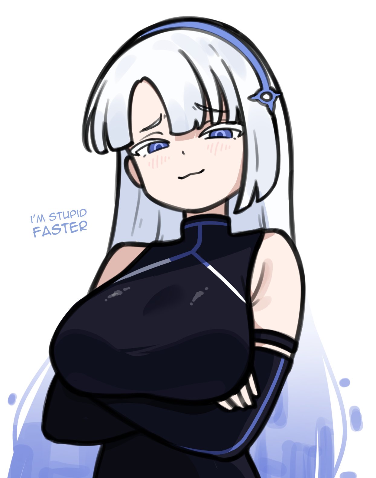 1girls, android, artificial intelligence, blue eyes, fairy (zenless zone zero), long hair, looking at viewer, non-canon, solo, solo female, solo focus, white body, white hair, zenless zone zero