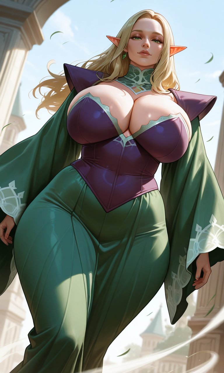 1girls, ai generated, ass, ass bigger than head, big ass, big breasts, big thighs, breasts, bust, busty, chest, curvaceous, curvy, curvy figure, daidouji (artist), daidoujipv, digital media (artwork), elf, elf ears, elf female, elf girl, emmara tandris, enormous ass, fat ass, female, gigantic ass, hips, hourglass figure, huge ass, huge breasts, huge thighs, humanoid, large ass, large breasts, large thighs, legs, magic the gathering, massive ass, mature, mature female, round ass, slim waist, thick, thick hips, thick legs, thick thighs, thighs, thighs bigger than head, voluptuous, waist, wide hips, wide thighs