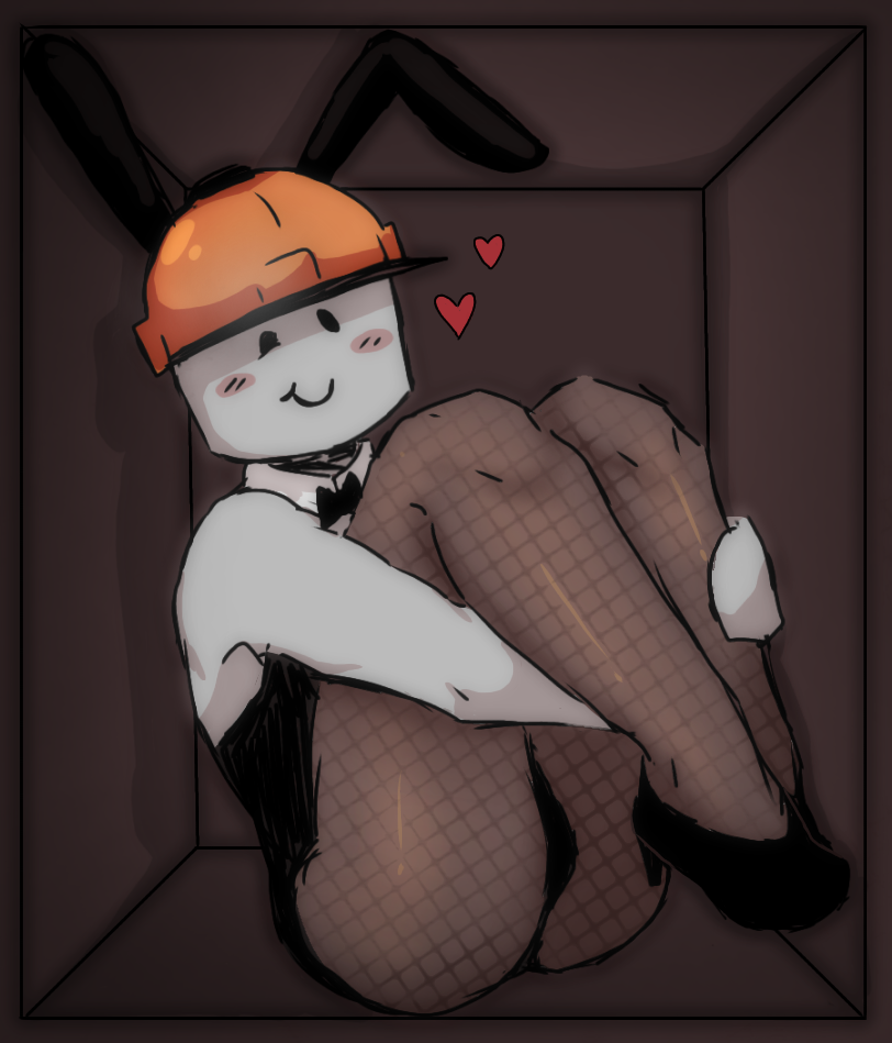 1boy, blush, builderman, bunny ears, bunnysuit, closed mouth, heart, heels, legs, lingerie, looking at viewer, male, male only, roblox, roblox admins, robloxian, self upload, socks, solo, tagme, tights, xr3dll