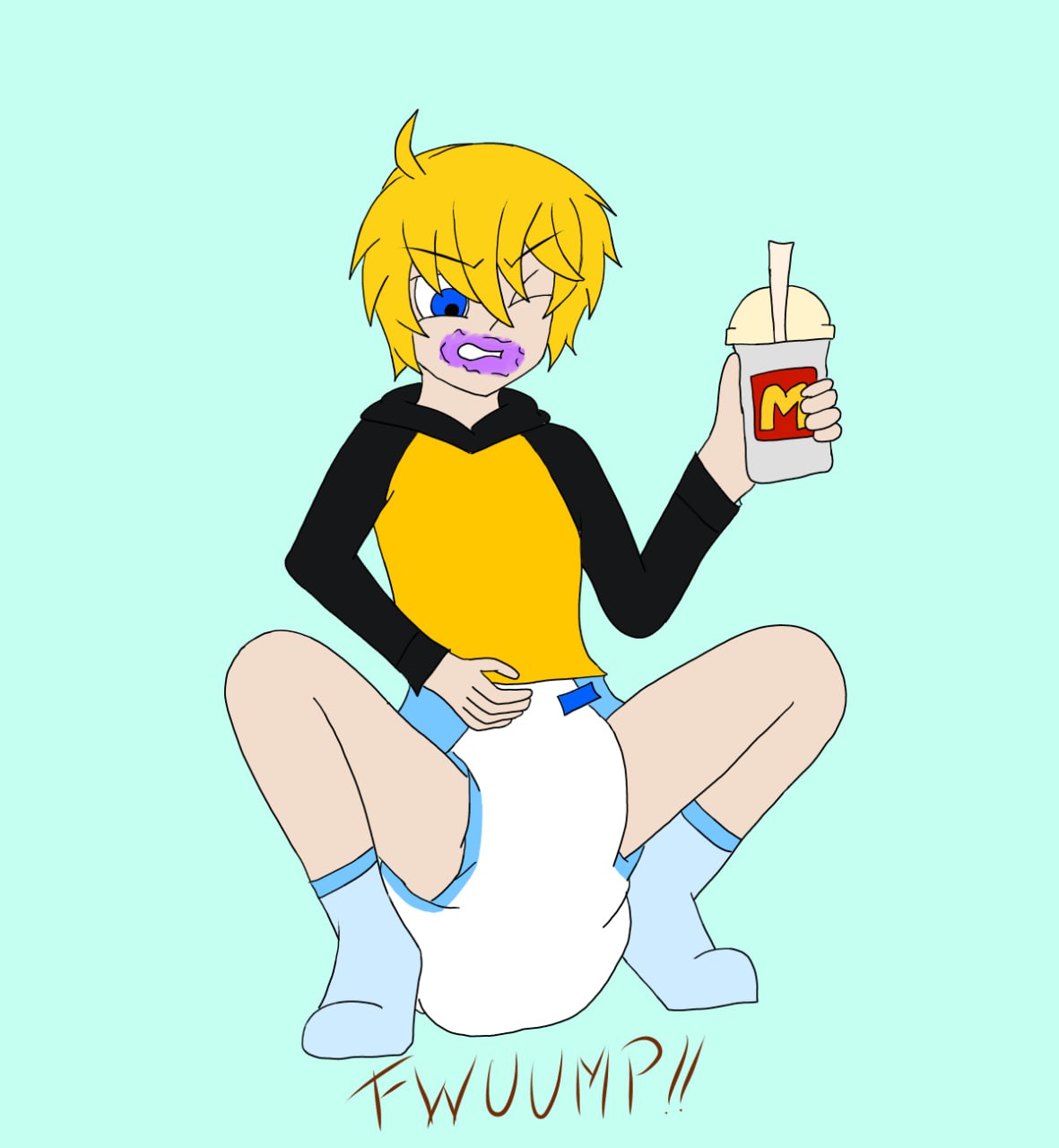 abdl blonde_hair diaper diaper_fetish fart humiliation hyper_mess messy_diaper twink