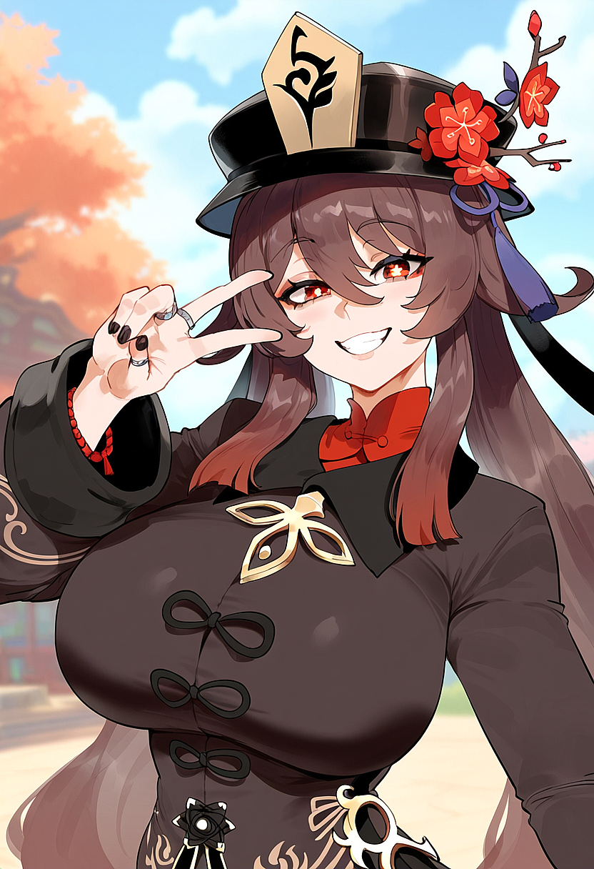 ai_generated artist_request bikini blush breasts brown_hair dark-skinned_male feet female genshin_impact hu_tao_(genshin_impact) huge_breasts juuicyai massive_ass massive_breasts red_eyes sweat