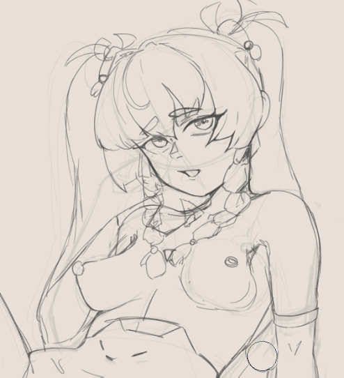 breasts nipples oznel qingyi_(zenless_zone_zero) twintails wip zenless_zone_zero