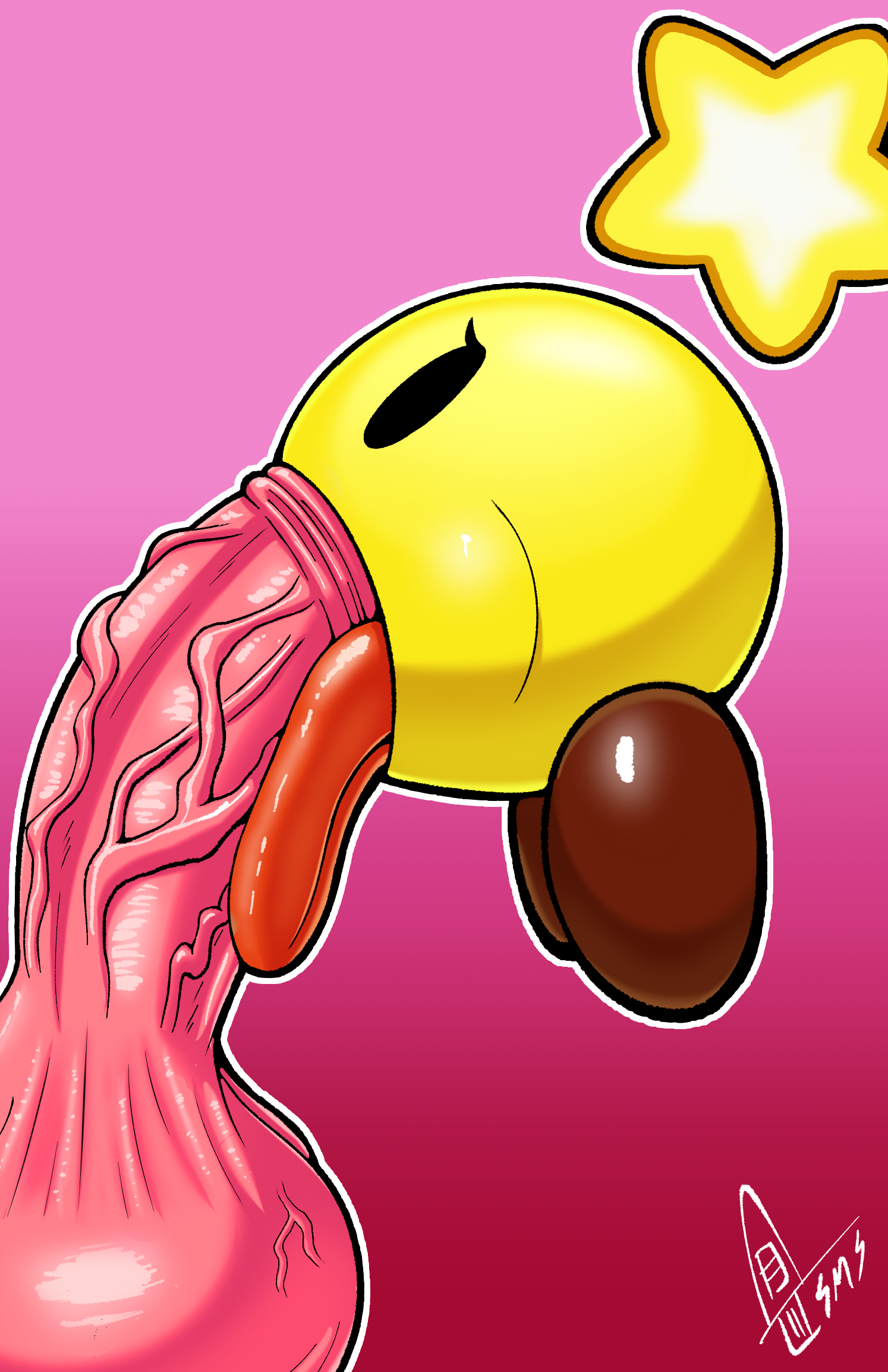 1boy, 1girls, big dom small sub, big penis, blowjob, cheek bulge, huge cock, large penis, male, mario (series), oral, penis, sex, smaller female, starlow, sucking penis, super mario bros., supermoonshroom, tongue, tongue out, tongue out blowjob, veiny penis, waddling head