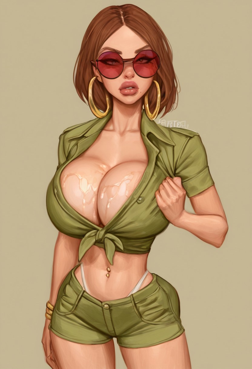 adventurer ai ai_generated beefburrito bimbo bimbo_body bimbo_lips lana_craft lana_craft(beefburrito) lara_croft oc original original_character parody sunglasses tinted_eyewear tomb_raider
