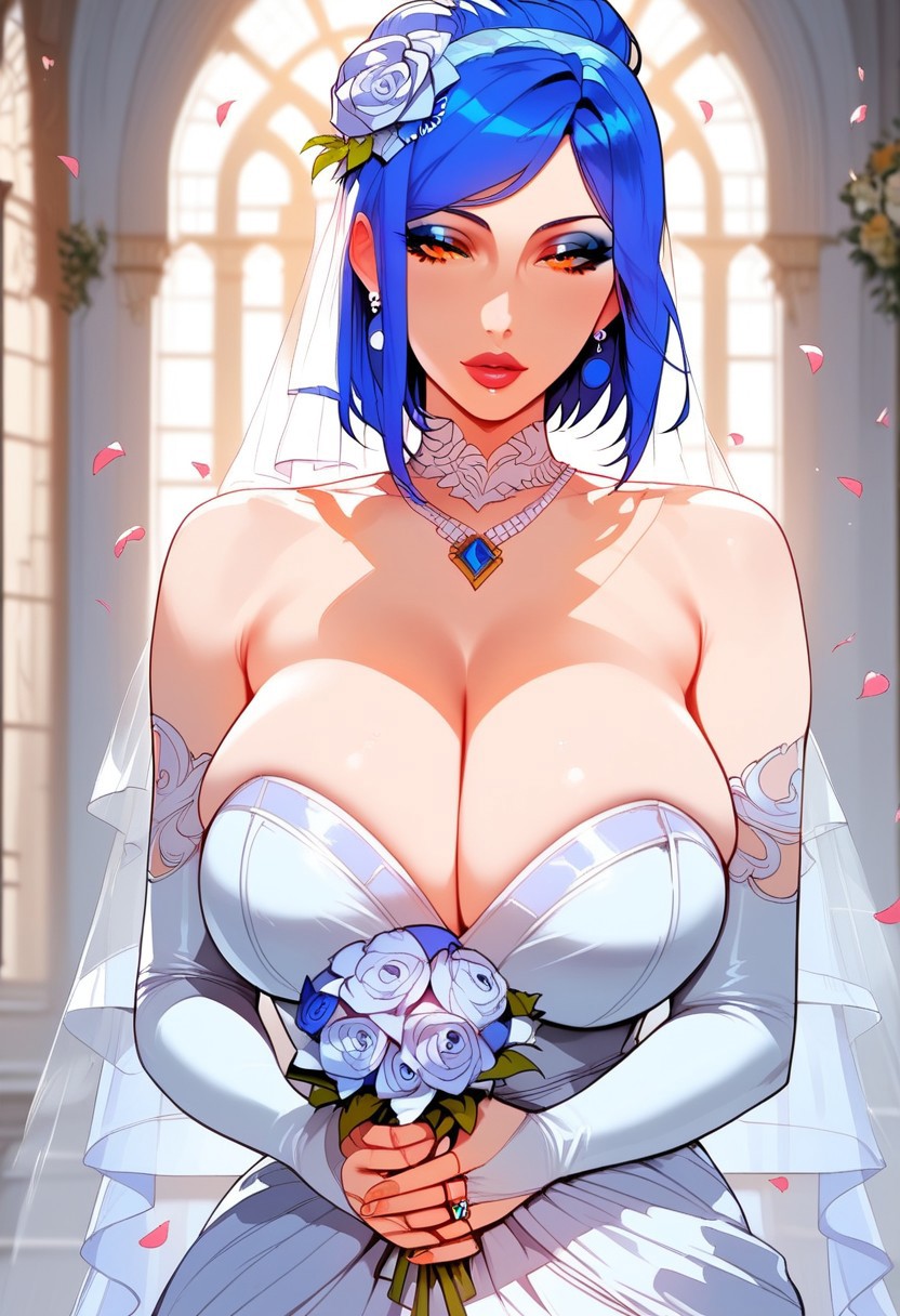 1girls ai_generated akatsuki_(naruto) blue_eyes blue_hair dress female female_focus female_only king_ai konan naruto naruto_(series) naruto_shippuden short_hair stable_diffusion wedding_dress