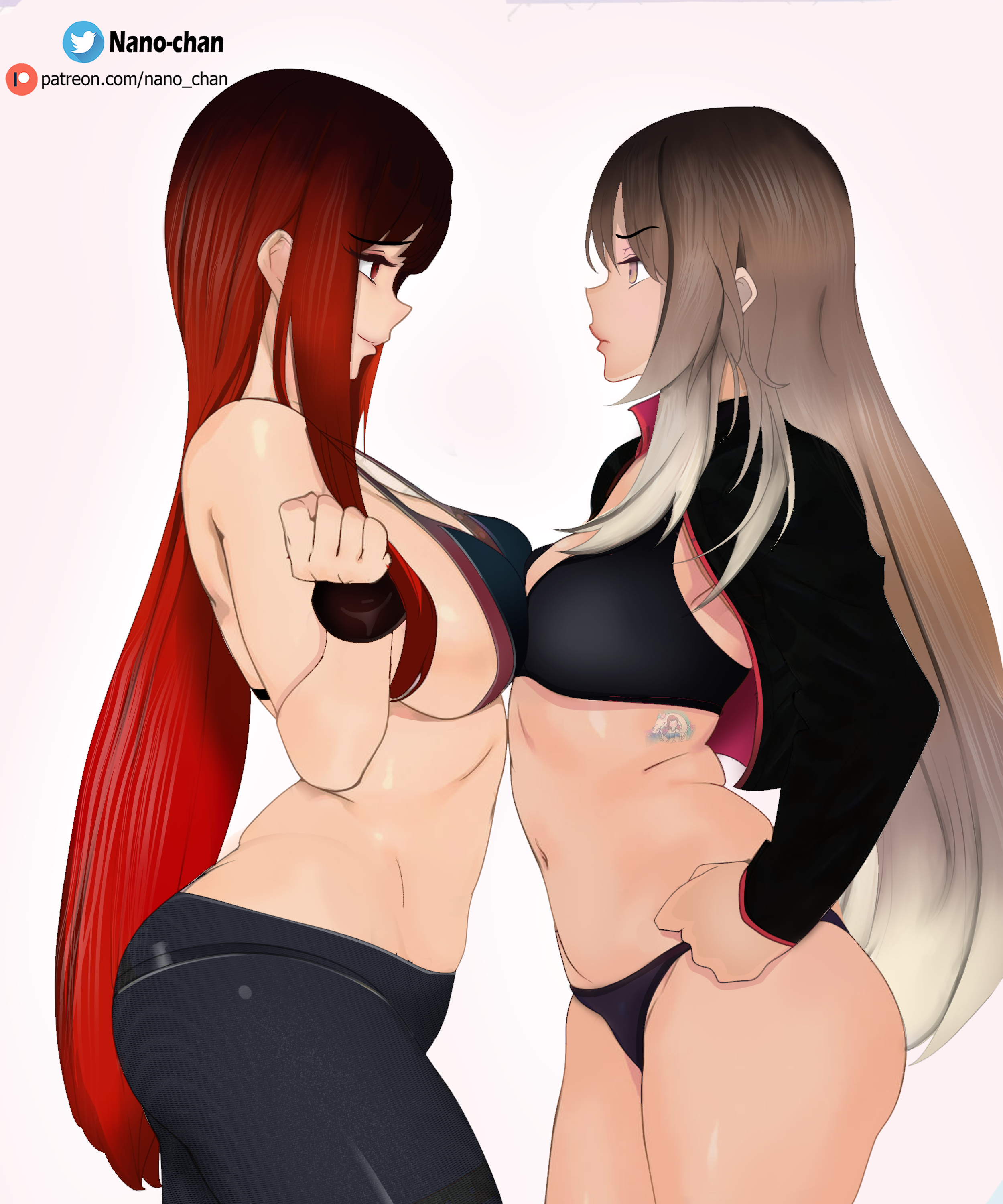 2girls, 3.99, angry face, arigameplays, ass, asymmetrical docking, big breasts, blonde hair, blush, blushing at partner, breast to breast, breasts, breasts squeezed together, clothed, enemies, enemies with benefits, face to face, female, highres, history, hourglass figure, huge ass, imminent sex, imminent yuri, nano-chan, panties, pressing breast on partner, red hair, sexy clothing, streamer, twitch, voluptuous, voluptuous female, windygirk, youtube, youtube hispanic, yuri