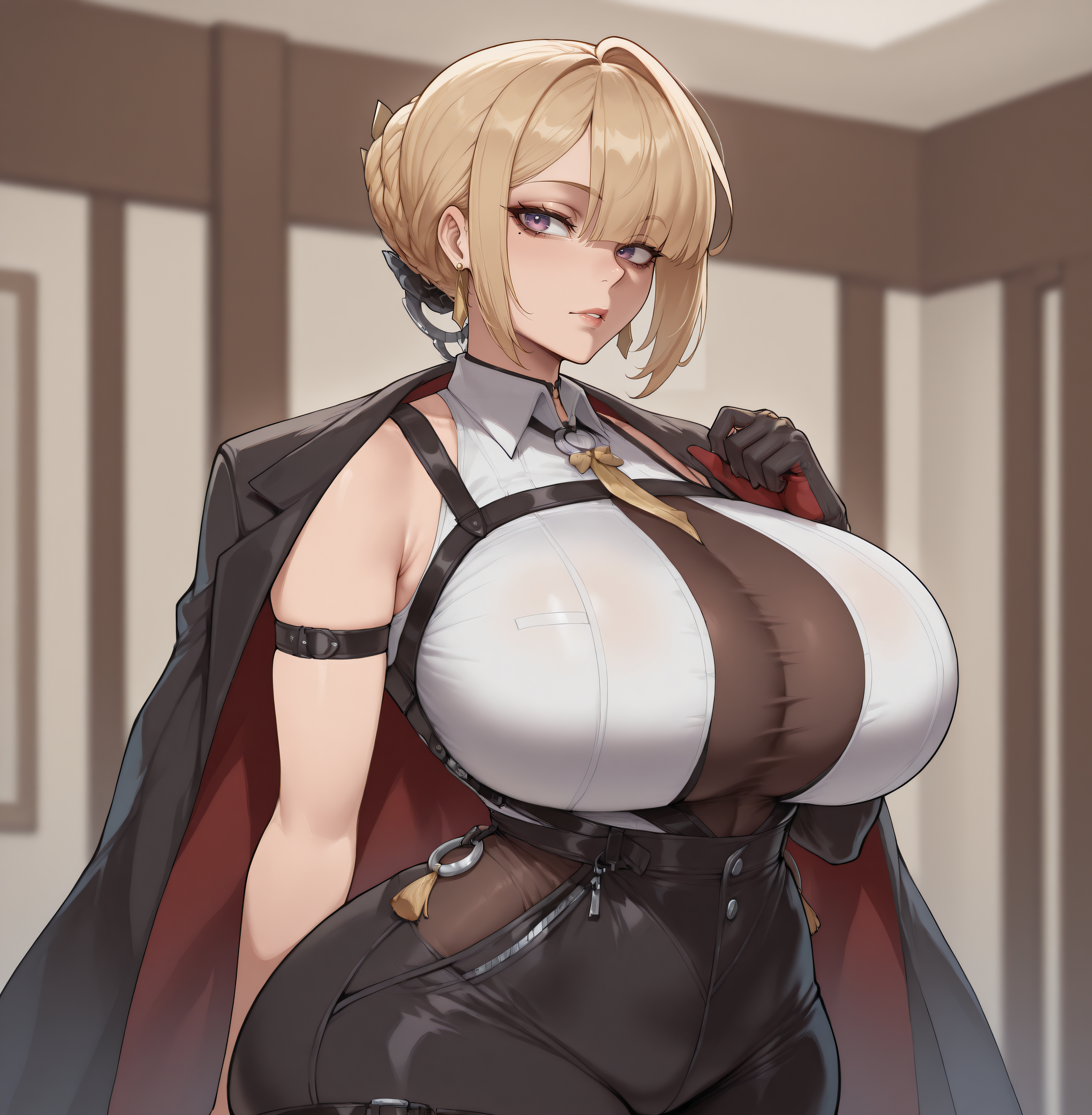 ai generated, ass, breasts, evelyn chevalier, female, massive ass, massive breasts, pinup, smogai, thick thighs, wide hips, zenless zone zero