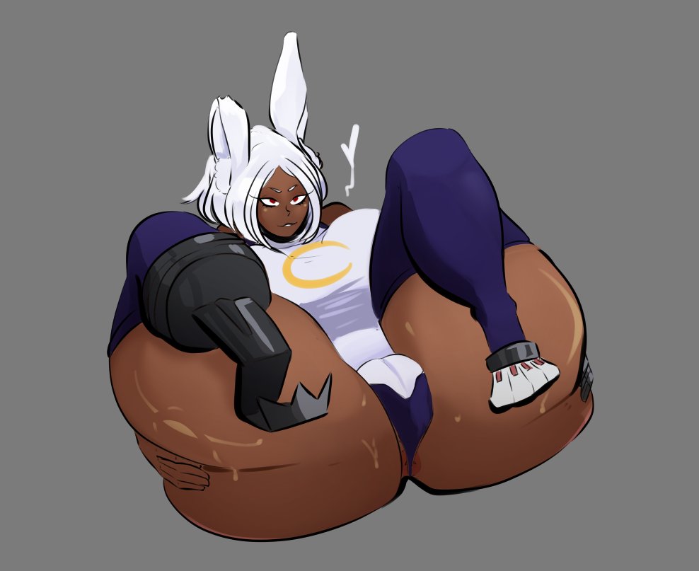1girls bunny_ears bunny_girl dark-skinned_female fat_ass female huge_ass mirko miruko my_hero_academia rumi_usagiyama smile_(artist) thick_ass thick_thighs