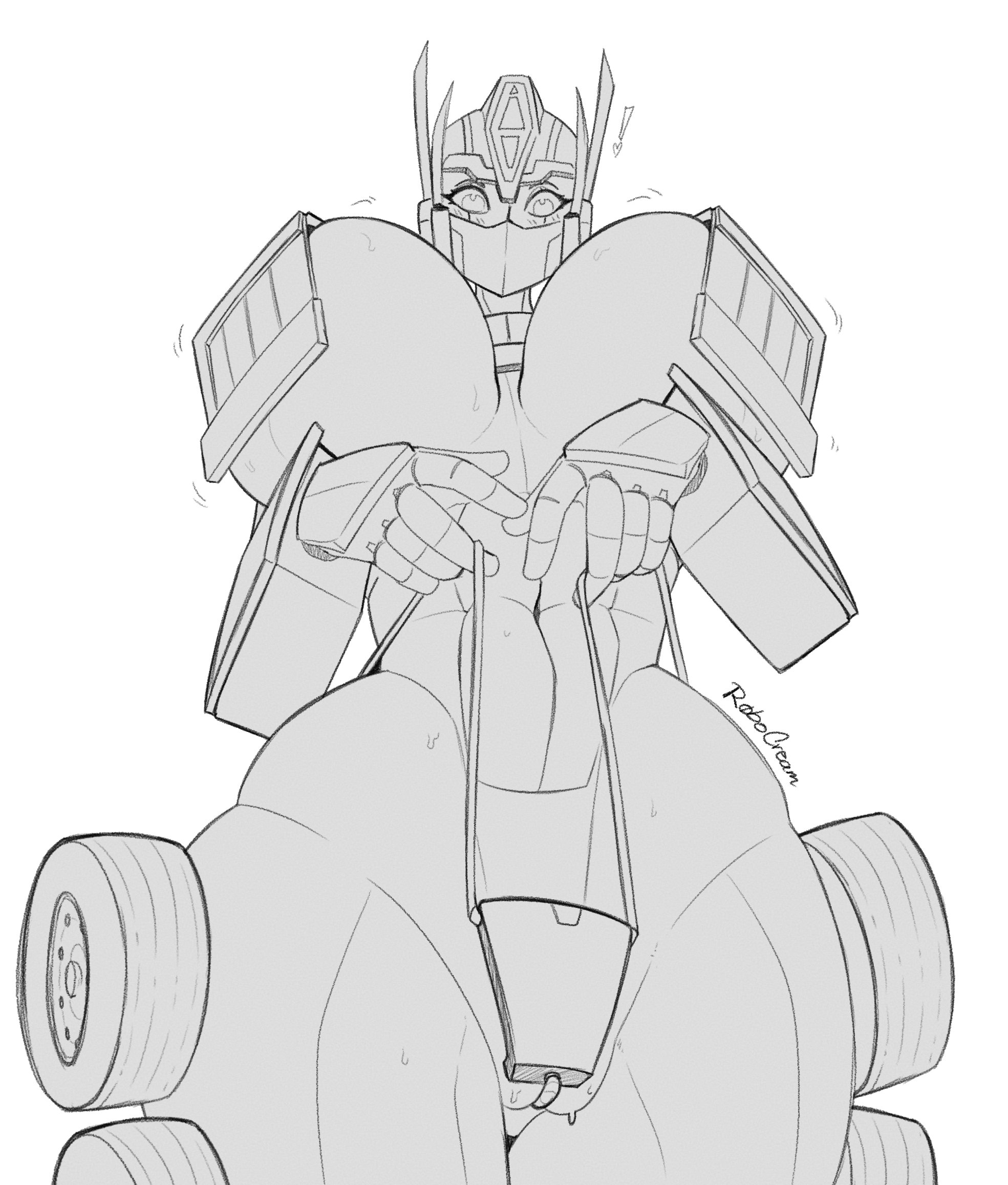 1girl, 1girls, armor, armored female, big breasts, breasts, breasts apart, breasts bigger than head, clothed, cybertronian, fan character, female, female only, front view, g-string, genderbend, genderswap, girl, greyscale, hips, huge breasts, low-angle view, maebari, monochrome, navel, no color, obliques, optimal prime (robocream), optimus prime, original character, original characters, pussy, pussy focus, pussy juice, pussy juice drip, robocream, robot, robot girl, robot humanoid, rule 63, rule63, solo, thick stomach, thigh highs, thighhighs, thighs, thong, thong bikini, thong panties, thong straps, transformers, underboob, vertical navel, wheels