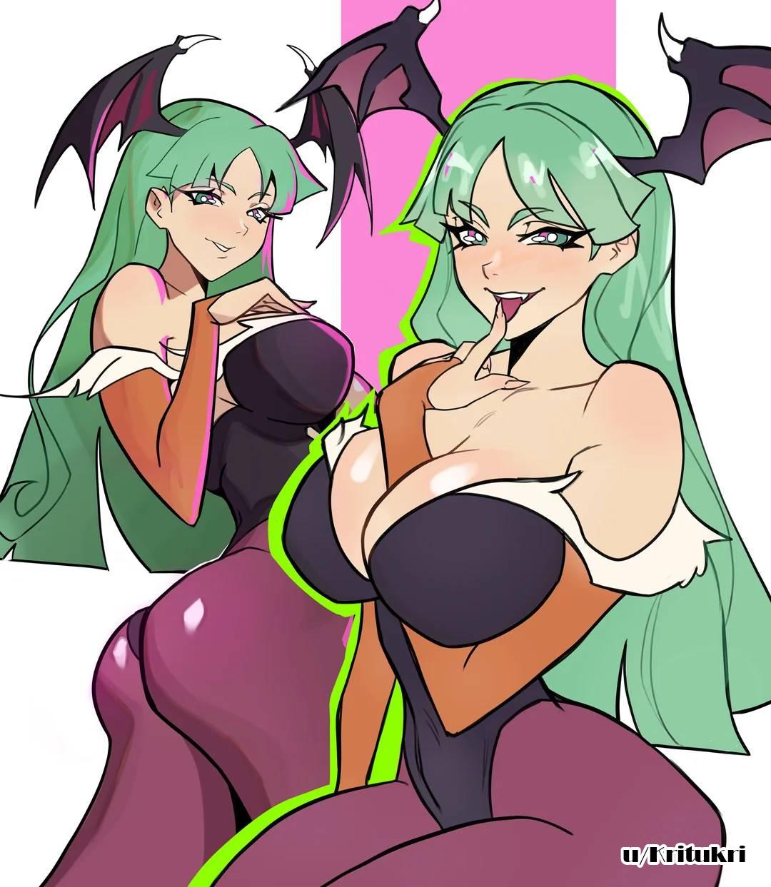1girls, 2d, 2d (artwork), 2d artwork, adult, adult female, arm between breasts, ass, ass cleavage, ass crack, big boobs, big breasts, black leotard, black topwear, breasts, busty, busty female, busty girl, butt, cleavage, collarbone, curvaceous, curvaceous body, curvaceous female, curvaceous figure, curvaceous hips, curvy, curvy body, curvy female, curvy figure, curvy hips, darkstalkers, digital, digital art, digital drawing, digital drawing (artwork), digital media, digital media (artwork), drawing, elbow gloves, elbows, eyebrows visible through hair, female, female focus, female only, fingernails, fingers, from behind, gloves, green eyes, green hair, green-eyed female, green-haired female, groin, hair ornament, hair ornaments, half gloves, hand on breast, hand on chest, hand on own breast, hand on own chest, high resolution, highres, hourglass figure, inguinal crease, inguinal ligament, kritukri, large boobs, large breasts, lean figure, legwear, leotard, long gloves, long hair, looking at viewer, looking back, looking back at viewer, mature, mature female, morrigan aensland, narrow waist, open mouth, open mouth smile, orange elbow gloves, orange gloves, pantyhose, parted bangs, parted lips, posing, posing for the viewer, purple legwear, purple pantyhose, purple stockings, purple tights, shoulders, sidelocks, simple background, slender body, slender waist, slim female, slim waist, smile, smiley face, smiling, smiling at viewer, solo, standing, stockings, succubus, thick ass, thick butt, thick thighs, thighs, tights, tongue, topwear, turquoise eyes, turquoise hair, turquoise-eyed female, turquoise-haired female, upper body, upper teeth, white background, white pupils, wide hips