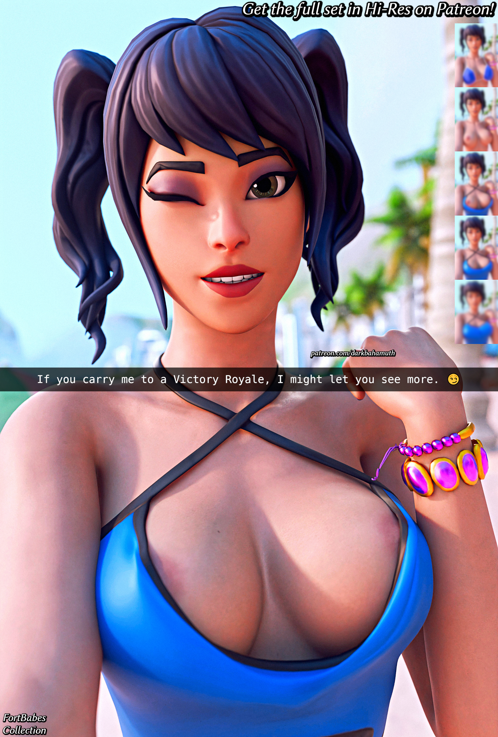 3d, 3d (artwork), big breasts, boobs, breasts, cleavage, crystal, crystal (fortnite), darkbahamuth, deep cleavage, female, fortnite, pinup, scuba crystal (fortnite), selfie, snapchat, tits