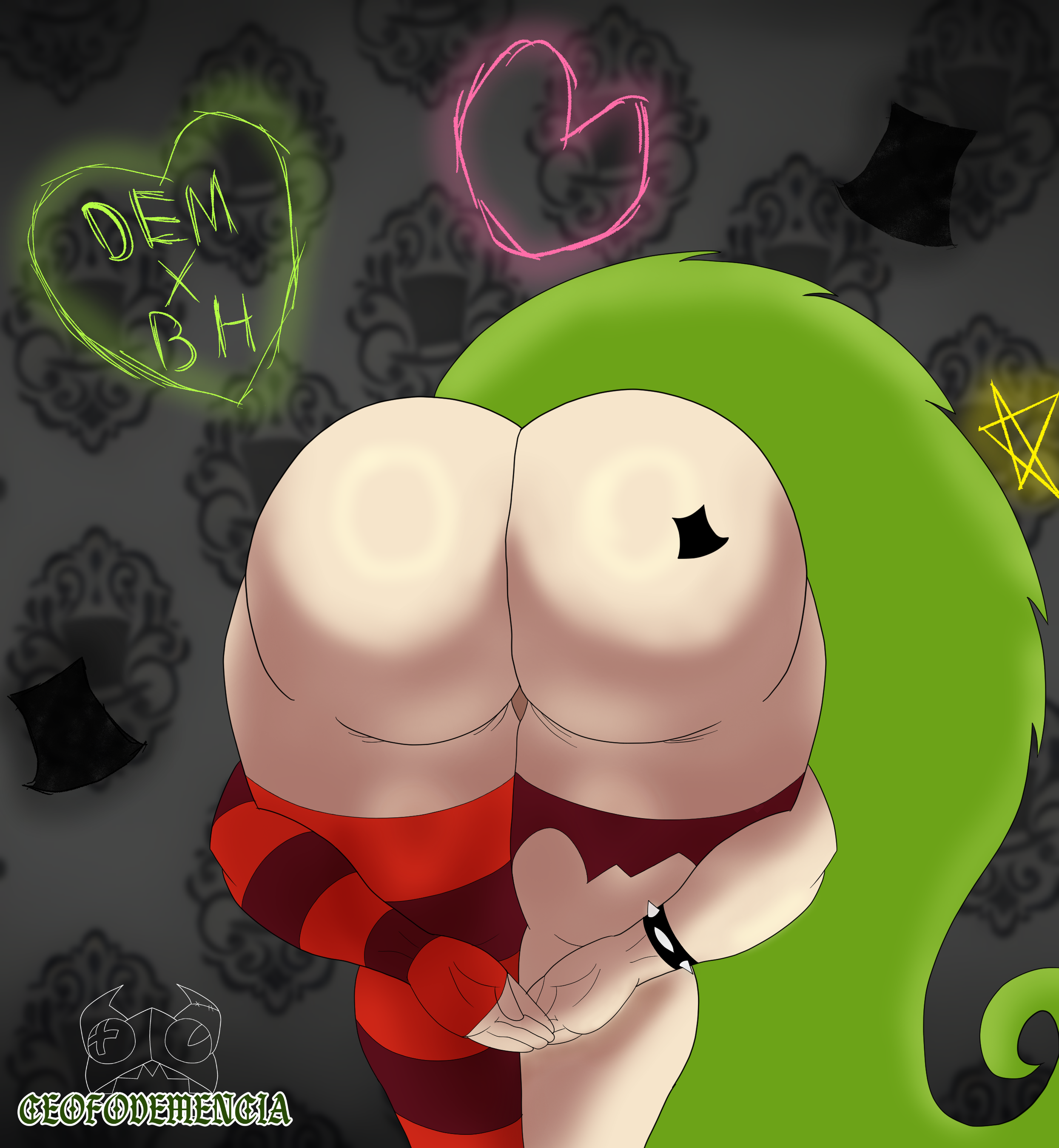 1girls, back view, big ass, big butt, bubble ass, cartoon network, ceoofdemencia, demencia (villainous), dumptruck ass, fat ass, functionally nude, functionally nude female, goth, goth girl, graffiti, green hair, heart shaped ass, latina, leaning, leaning forward, legwear, mexican, multicolored hair, no panties, no underwear, pantless, presenting, presenting ass, presenting hindquarters, red hair, seducing, seductive, seductive pose, shaded, showing ass, showing off, solo, solo female, solo focus, thicc, thick, thick ass, thick thighs, thighs, trend, viewed from behind, villainess, villainous, white skin