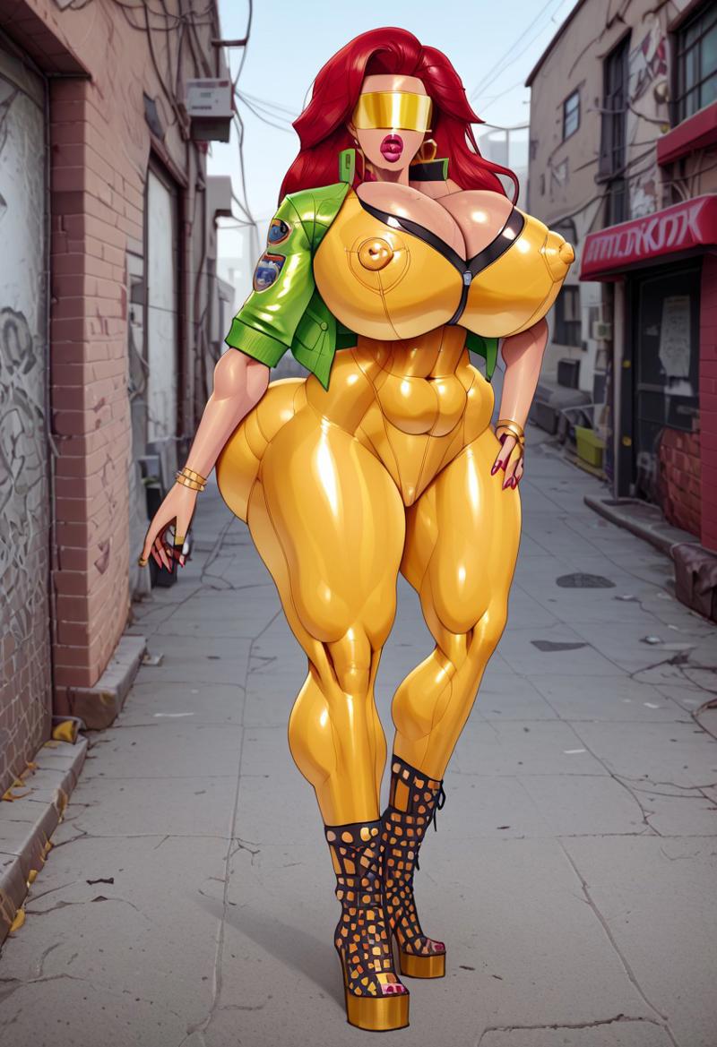 ai_generated breasts catsuit curvy female huge_breasts lukdorf08 mynx red_hair