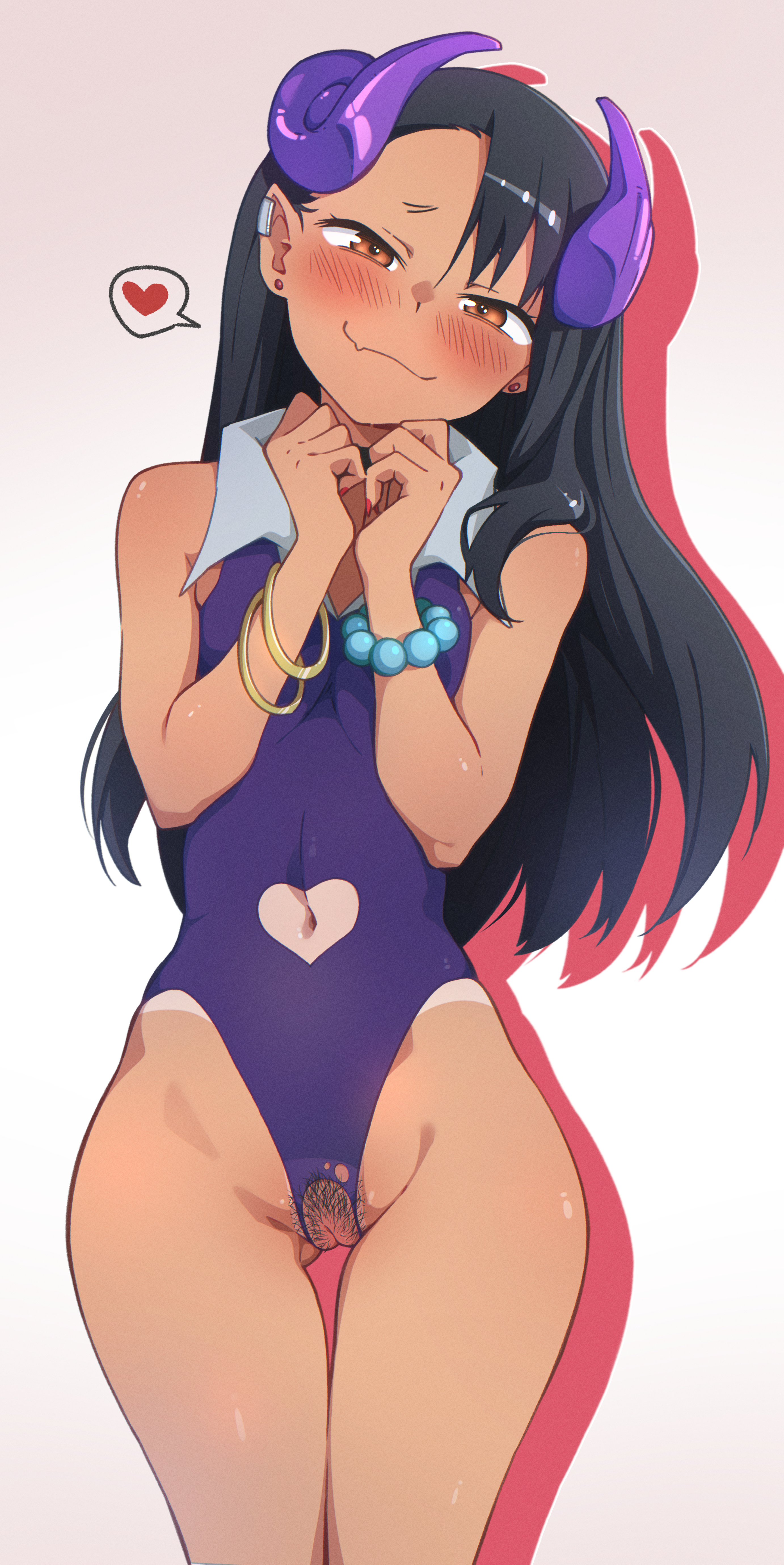 1girls, animanghayodraw, devil costume, female, hayase nagatoro, leotard, please don't bully me, nagatoro, pubic hair, pussy, pussy out, tagme, tanlines, torn leotard