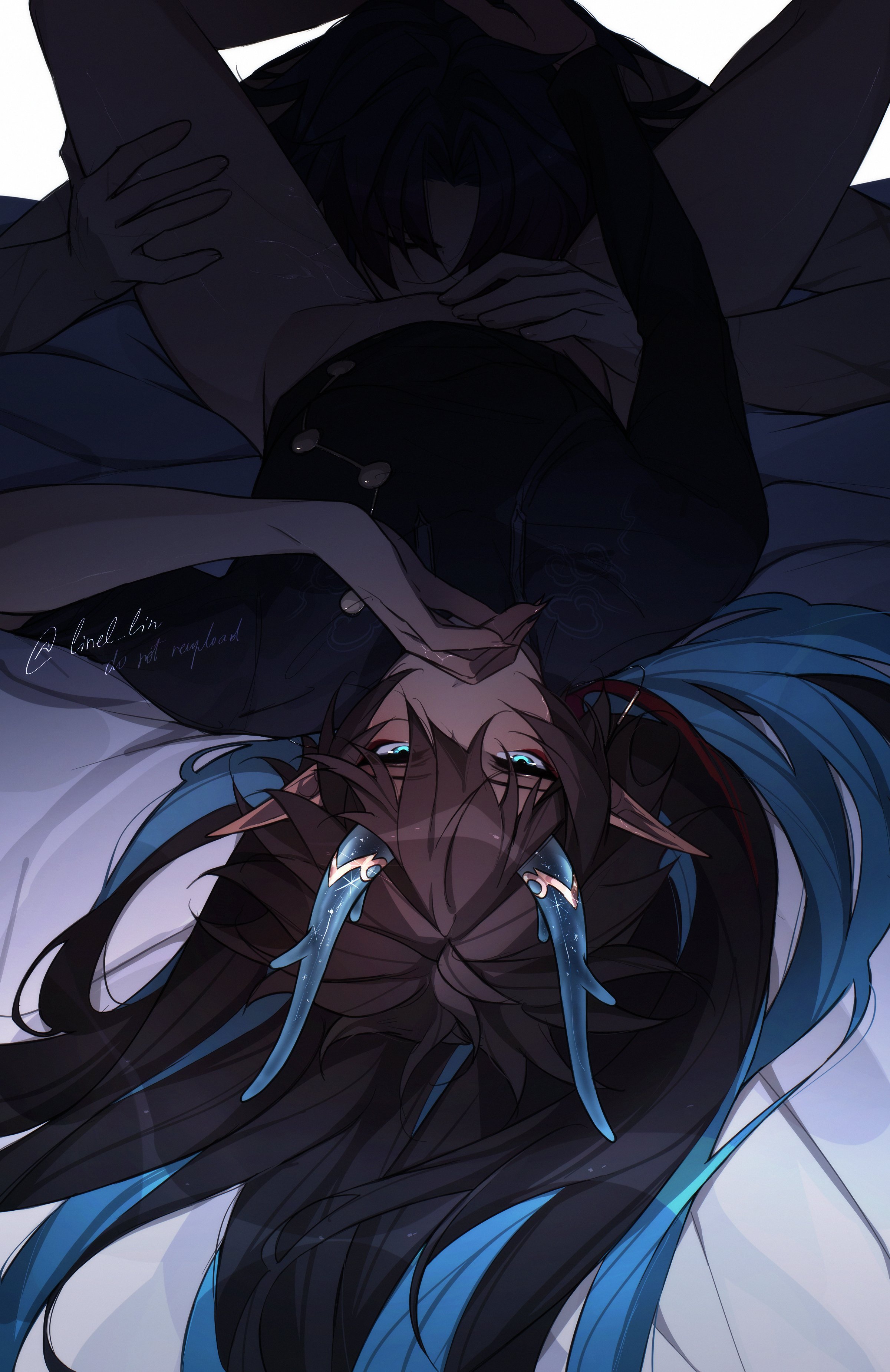 blade (honkai: star rail), cunnilingus, cuntboy, dan heng, dan heng (imbibitor lunae), gay, honkai: star rail, intersex, male, male only, no visible genitalia, shadow, yaoi