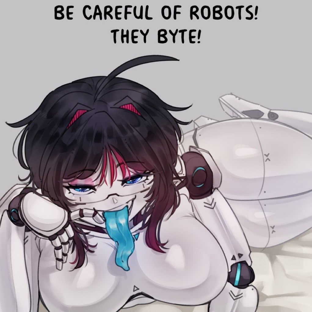 1girls, artist request, breasts, female, huge breasts, looking at viewer, meme, robot, robot girl, tagme, tongue, tongue out