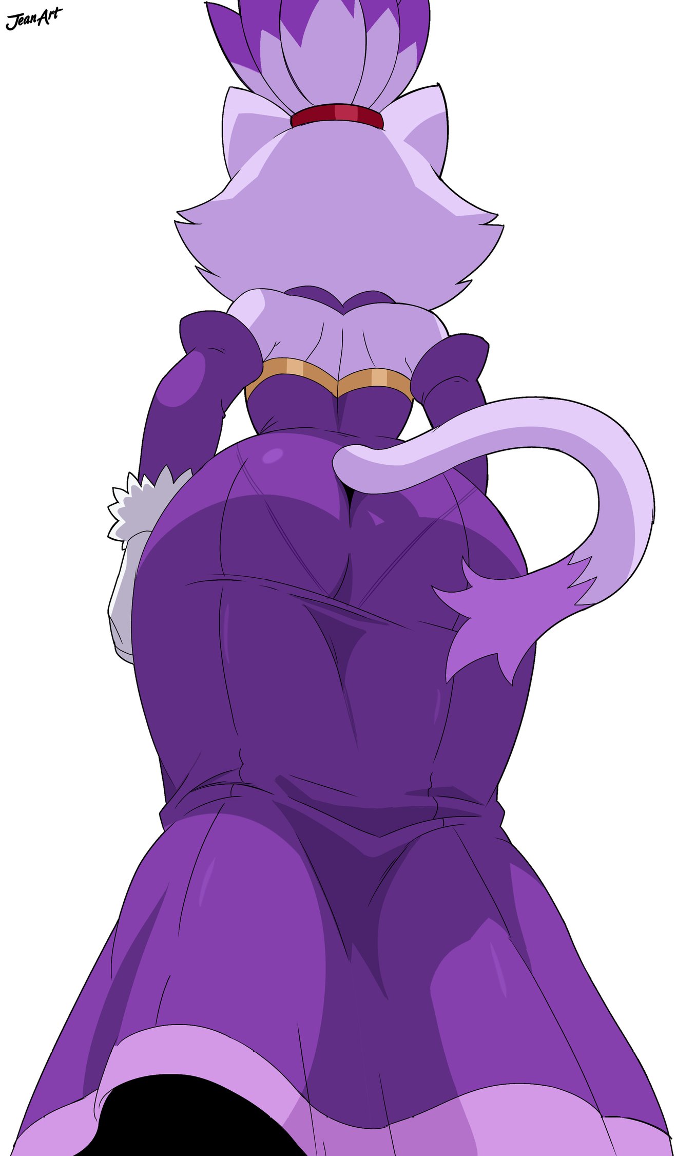 1girls, ass focus, big ass, blaze the cat, dress, fully clothed, hourglass figure, jeanart, panties visible through clothing, princess, princess dress, sonic (series), wide hips