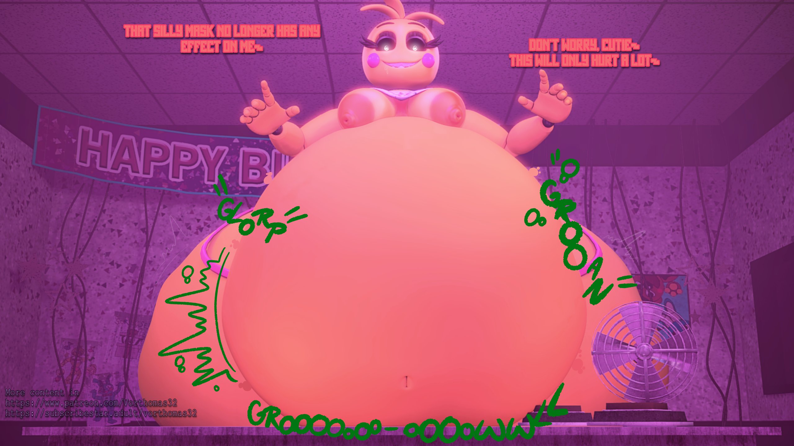 1girls, animatronic, animatronic female, belly, belly bulge, big belly, big belly bulge, big breasts, bigger female, breasts, female, female focus, five nights at freddy's, five nights at freddy's 2, furry, furry female, furry pred, human prey, hyper, hyper belly, hyper breasts, hyper thighs, imminent vore, large boobs, large breasts, larger female, oral vore, post vore, pre vore, soft vore, toy chica (fnaf), toy chica (love taste), vore, vore belly, vorthomas82